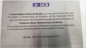 Universidade Católica de Brasília - Homenagem Maria Cândida Moraes