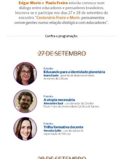 Palestra de Profa. Izabel Petraglia - Centenário de Paulo Freire e Edgar Morin