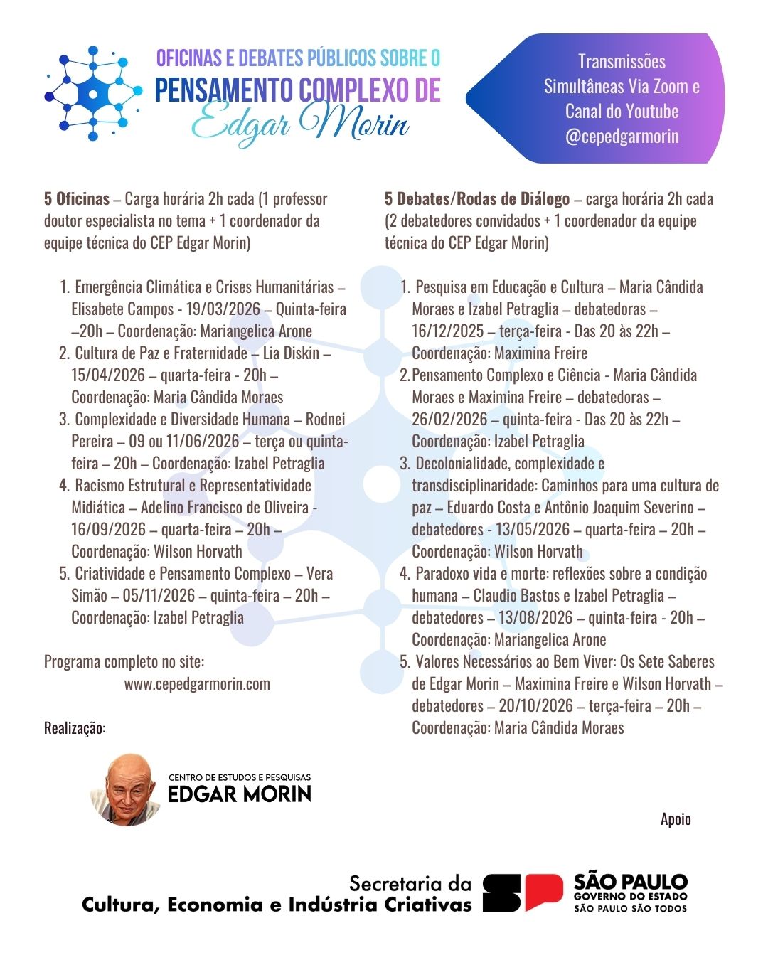 OFICINAS E DEBATES SOBRE O PENSAMENTO COMPLEXO DE EDGAR MORIN__ OFICINAS E DEBATES SOBRE O PENSAMENTO COMPLEXO DE EDGAR MORIN